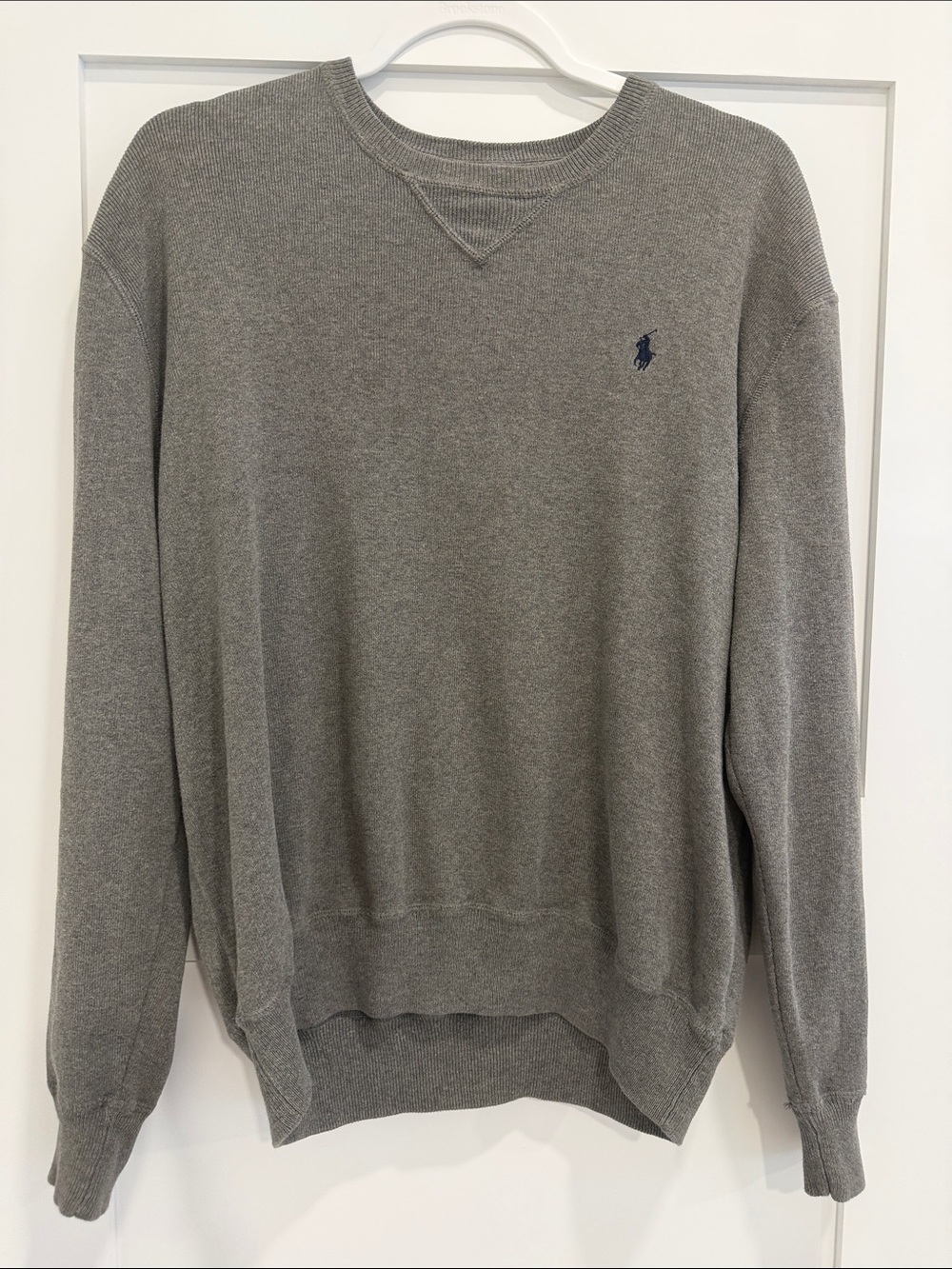Polo Ralph Lauren Men’s Gray Cotton Crewneck Sweater Navy Pony